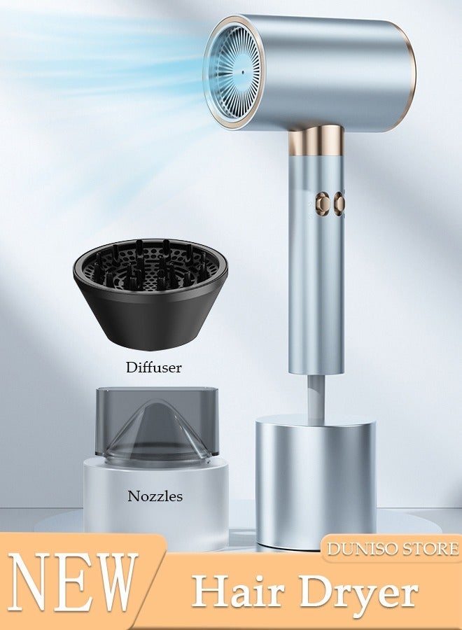 DUNISO Ionic Hair Dryer for Women Men, 5 speeds Fast Drying Low Noise Blow Dryer with 2 Concentrator Nozzle 1 Diffuser Attachments for Home Salon Travel - Image 1