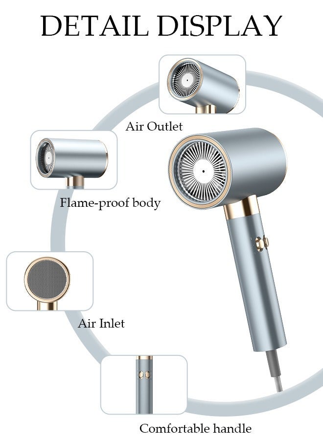 DUNISO Ionic Hair Dryer for Women Men, 5 speeds Fast Drying Low Noise Blow Dryer with 2 Concentrator Nozzle 1 Diffuser Attachments for Home Salon Travel - Image 5