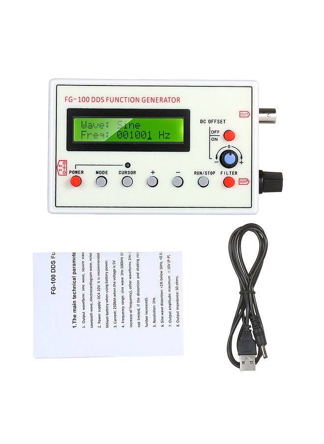 Generic - 1HZ-500KHZ FG-100 DDS Functional Signal Generator Sine Triangle Square Sawtooth ECG Noise Output Frequency Meter Signal Source Module Frequency Counter - Image 1