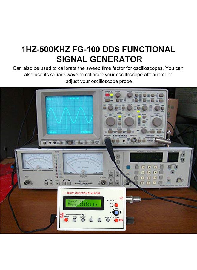 Generic - 1HZ-500KHZ FG-100 DDS Functional Signal Generator Sine Triangle Square Sawtooth ECG Noise Output Frequency Meter Signal Source Module Frequency Counter - Image 1