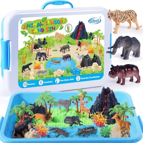 Billeeit Animal Sensory Bin Sand Toy Play Sand Kit wlid and 22lbs Moldable Sensory Sand Molds Tools Map Set 35pcs Total Fun Gifts for Kids 3 - Image 1