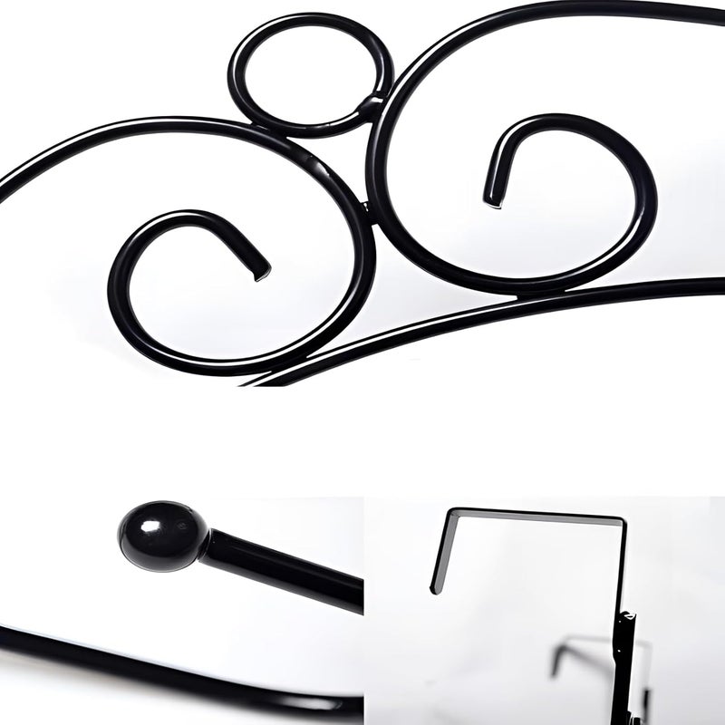 Oblivion Over The Door Hanger Rack | 7 Hooks Decorative Organizer Hook | Stylish Door Hanger Door | Hook Hangers with 7 Hooks | Metal Hanging Rack for Home Office Use - Black - Image 2