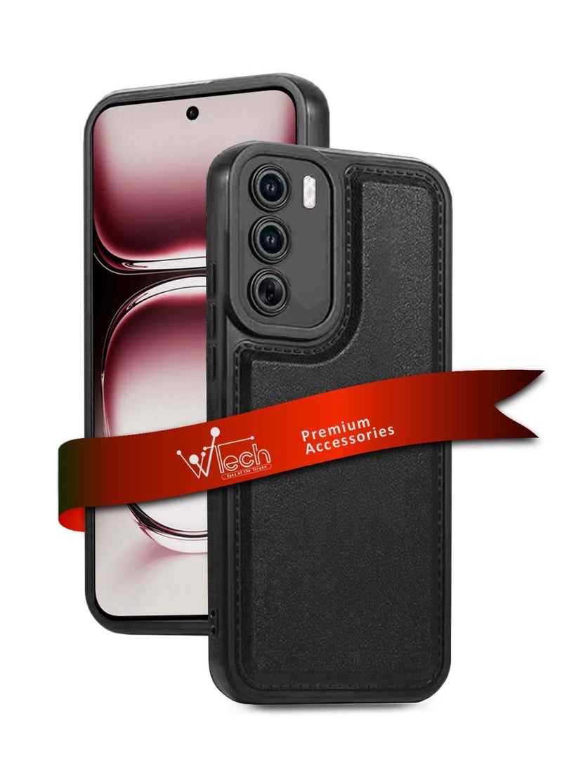 Wtech Oppo Reno12 Pro 5G 2024 Liquid Silicone Stitching Texture Case Cover - Black - Image 1