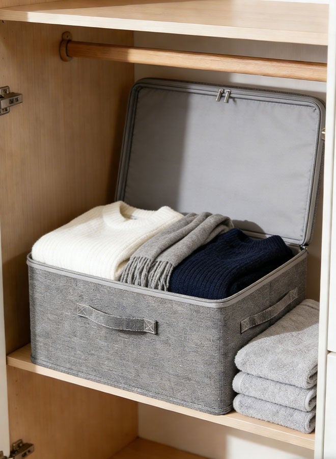 Gerenic 1/3Pcs Clothes Storage Box with Lids, Foldable Clothes Storage Bins, Storage Containers with Zippers and Reinforced Handles, Sturdy Oxford Fabric Closet Storage Bags, Waterproof Clothes Storage Box, Closet Shelf Organizer and Storage, Washabl Storage Box for Clothing, Blanket, Comforter, Bedding and Toys, Large Capacity Reinforced Durable Space-Saving - Image 3