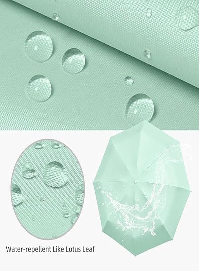 Besque UV Big Size Umbrella for Sun Protection Rain Windproof Strong large 2 fold for men women kids boys girls Perfect Umbrella with cover small case stylish Windproof & Compact UV large size (Light Green) - Image 3