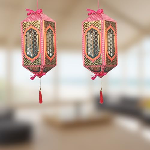 SpecialYou.in SpecialYou® Diwali Decoration for Home Decor with Paper Kandil Wall Hanging Decoration, Akash Kandil for Diwali Foldable, Deepawali Decoration Items- Pack of 2 - Image 1