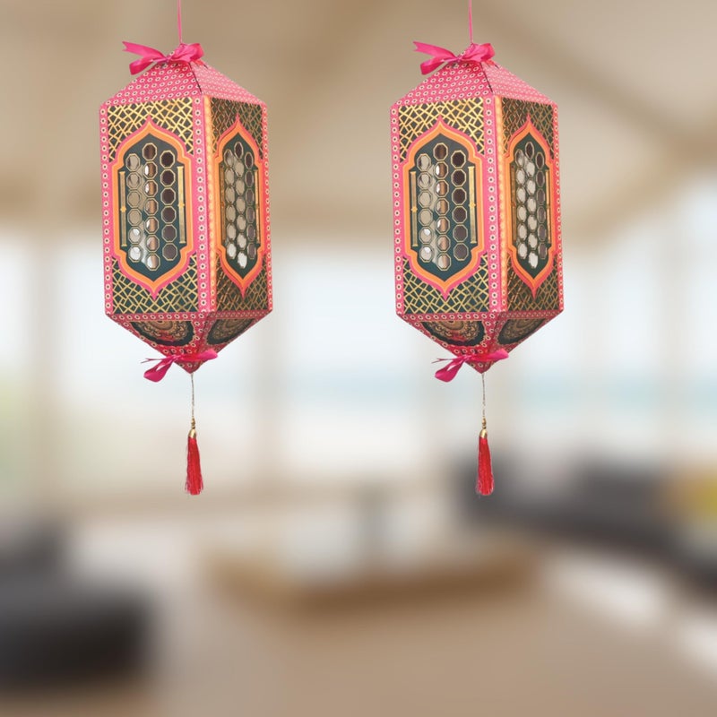 SpecialYou.in SpecialYou® Diwali Decoration for Home Decor with Paper Kandil Wall Hanging Decoration, Akash Kandil for Diwali Foldable, Deepawali Decoration Items- Pack of 2 - Image 2