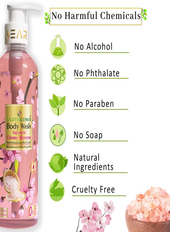 Japanese Cherry Blossom Body Wash with Free Loofah & Sun Protect Blue Berries Body Lotion (300ml +100ml) - Image 4
