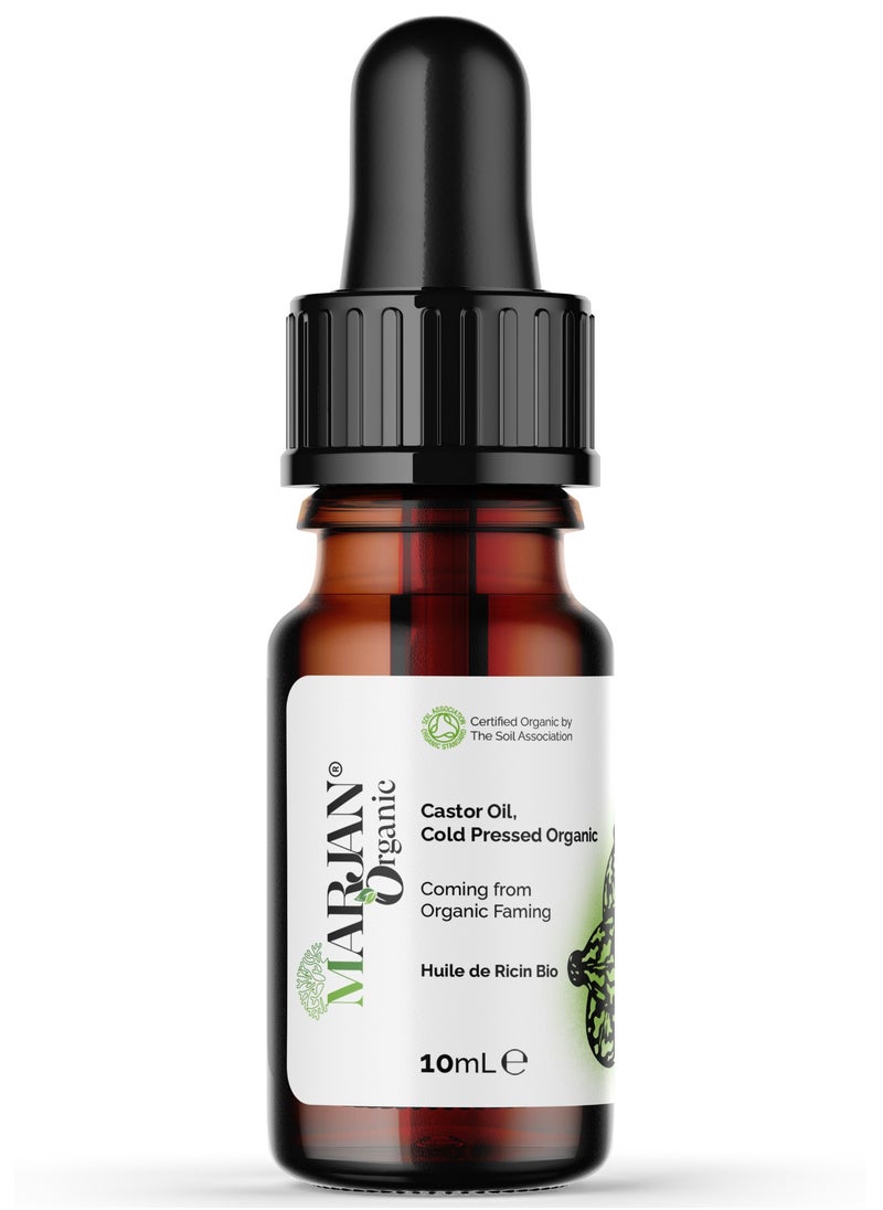 MARJAN ORGANIC Castor Oil (Castor Seed) 10ml - Certified Organic - 100% Pure Cold Pressed - Nourishing Hair, Skin & Nail Treatment - Eyelash & Eyebrow Growth Serum - Promotes Hair Growth & Conditions  - Image 1