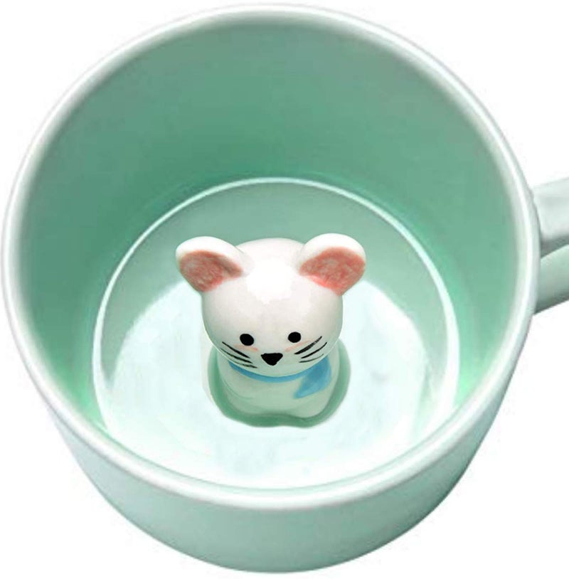luckyse Baby Mouse 3D Cartoon Animal Inside Cute Ceramic Mug Funny Coffee Mugs 8 OZ