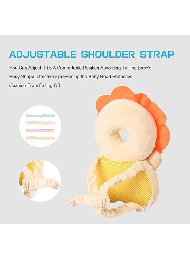 Polypropylene Cotton Padded Backpack Baby Head Protector with Adjustable Safety Pad for Crawling Toy Lion Shape, One Size - Image 3