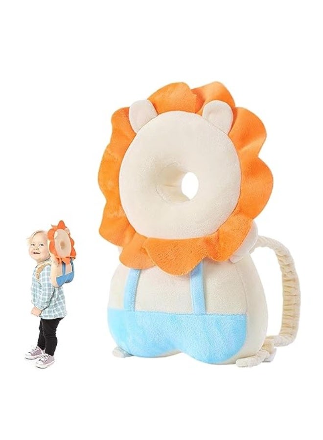Polypropylene Cotton Padded Backpack Baby Head Protector with Adjustable Safety Pad for Crawling Toy Lion Shape, One Size - Image 1