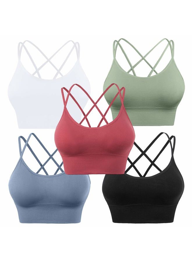 Evercute Cross Back Sport Bras Padded Strappy Criss Cross Cropped Bras for Yoga Workout Fitness Low Impact, Black, White, Blue, Green,raspberry Red, XXL - Image 1