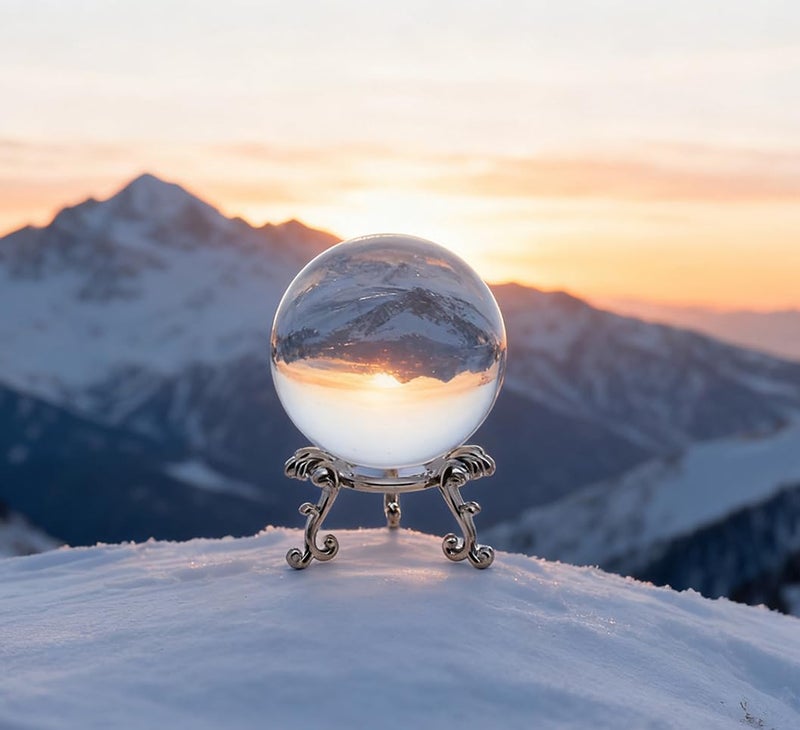 INTOMYTH 3D Crystal Ball with Stand, 2.4inch Universe Gifts Decorative Quartz Glass Ball Elegant Crystal Sphere Decor & Witchy Home Decor (Clear Crystal Ball) - Image 1