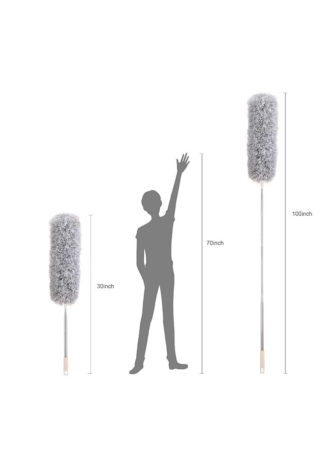 Krishn Kunj KRISHN KUNJ Microfiber Duster with 30 to 100 Inch Stainless Steel Extension Pole Telescopic Bendable Duster with Detachable Brush Washable Dusters for Cleaning Ceiling Fan 100 Inch Mop Duster  - Image 5