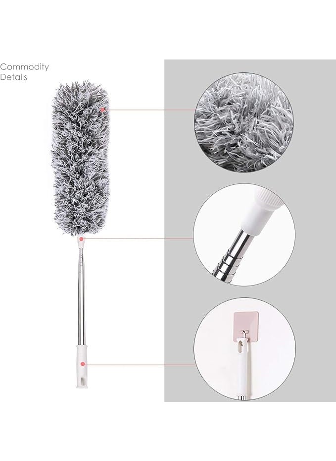 Krishn Kunj KRISHN KUNJ Microfiber Duster with 30 to 100 Inch Stainless Steel Extension Pole Telescopic Bendable Duster with Detachable Brush Washable Dusters for Cleaning Ceiling Fan 100 Inch Mop Duster  - Image 4