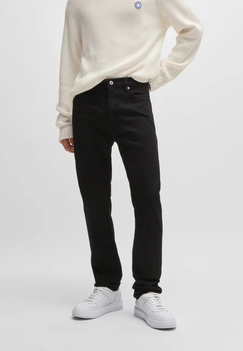هوجو Slim-fit jeans in black stretch denim