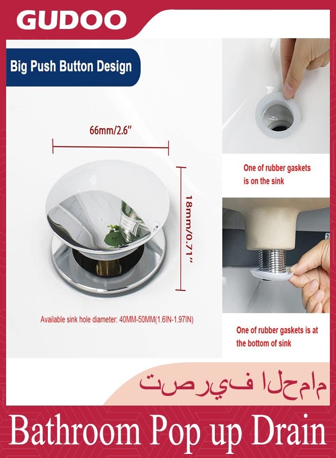 GUDOO تصريف حوض الحمام بنظام النقر، مصفاة حوض نحاسية لتجميع المياه في الحمام، سدادة لحوض السفن، مقاومة للانسداد - Image 4