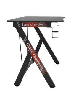 AGD Gaming Desk Table 120cm, PC, Office, Home, Workspace Desk with Carbon Fiber Top, Headphone Stand and Cup Holder - Black  - Image 4