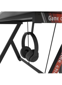 AGD Gaming Desk Table 120cm, PC, Office, Home, Workspace Desk with Carbon Fiber Top, Headphone Stand and Cup Holder - Black  - Image 5