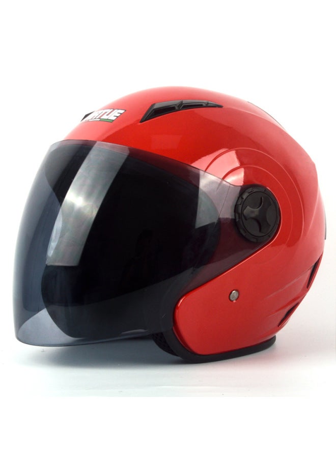 Red brown Lens Electric Motorcycle Helmet Men And Women Four Seasons Anti-fog Single Lens Half Helmet Summer Sun Protection