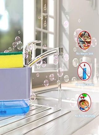 Multifunction 2 In 1 Soap Dispenser Sponge Holder Set, For Kitchen(6 Spare Pump Included)