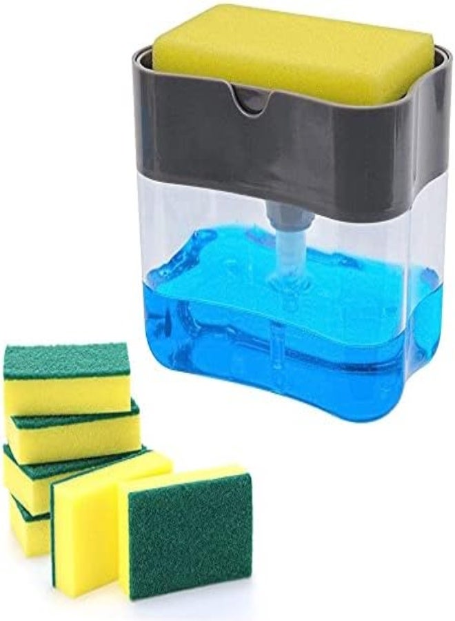 AKDC Multifunction 2 In 1 Soap Dispenser Sponge Holder Set, For Kitchen(6 Spare Pump Included) - Image 4