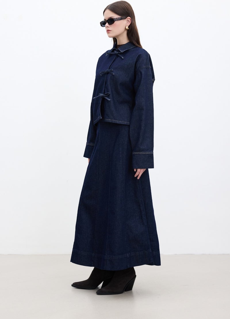 Manuka Lace-Up Denim Blouse Deep Blue  - Image 5