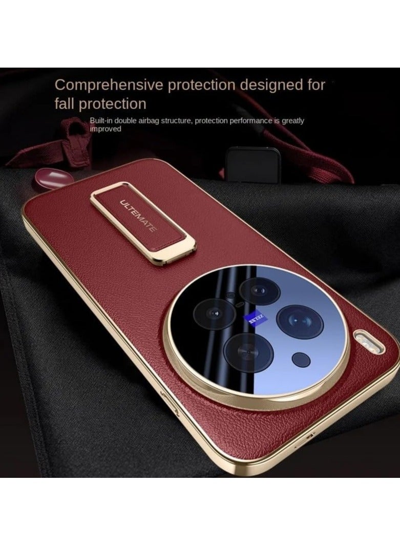 عام غلاف متوافق مع Vivo X300 Pro 5G، مزود بحماية كاملة للعدسة مع سوار معصم مغناطيسي قابل للسحب وحامل معدني دوار لتوفير حماية مضادة للصدمات. - Image 3