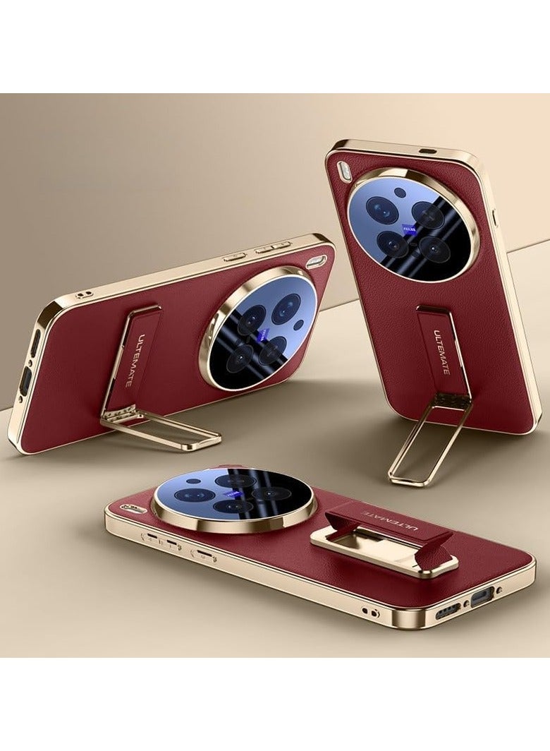 عام غلاف متوافق مع Vivo X300 Pro 5G، مزود بحماية كاملة للعدسة مع سوار معصم مغناطيسي قابل للسحب وحامل معدني دوار لتوفير حماية مضادة للصدمات. - Image 1