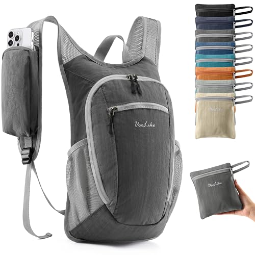 Uselike 10L Small Hiking Backpack Travel Daypack Lightweight Packable Back Pack for Women Men(Iron Grey) - Image 1