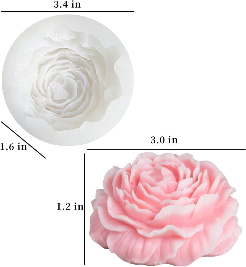 japleed 2PCS Flower Molds Silicone Candle Soap Molds Bloom Flower Silicone Fondant Mould 3D Peony Cake Candy Jelly Chocolate Mold Decoration Baking Tool - Image 3