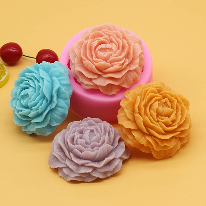 japleed 2PCS Flower Molds Silicone Candle Soap Molds Bloom Flower Silicone Fondant Mould 3D Peony Cake Candy Jelly Chocolate Mold Decoration Baking Tool - Image 5