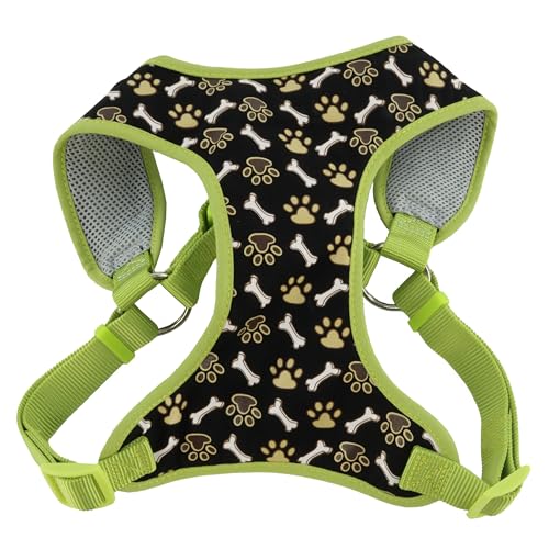 Coastal Pet Ribbon Designer Wrap Adjustable Dog Harness - Large & Small Dog Harness - Breathable Mesh Harness for Dogs Pet Supplies for Dogs - Brown Paws & Bones, 5/8" x 16-19" - Image 1