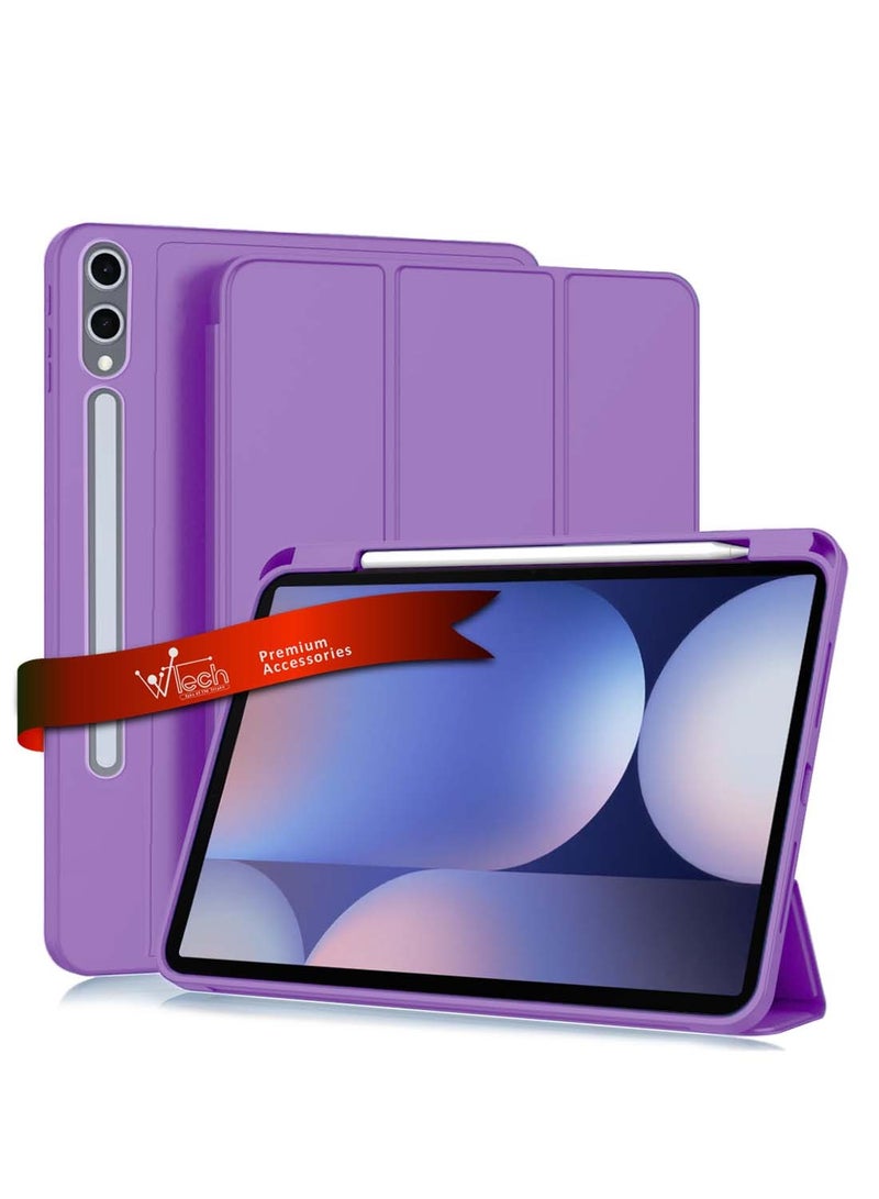 Wtech Samsung Galaxy Tab S10+ / S10 Plus 5G 2024 (12.4 inch) X820 X826B Smart Flip Auto Awake/Auto Sleep Leather Texture with Pen Holder Case Cover - Lavender - Image 1
