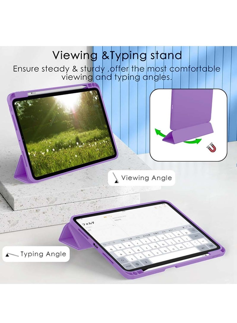 Wtech Samsung Galaxy Tab S10+ / S10 Plus 5G 2024 (12.4 inch) X820 X826B Smart Flip Auto Awake/Auto Sleep Leather Texture with Pen Holder Case Cover - Lavender - Image 4