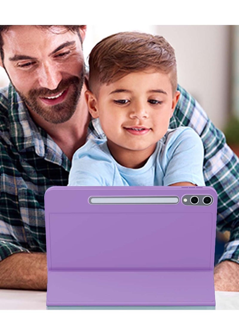 Wtech Samsung Galaxy Tab S10+ / S10 Plus 5G 2024 (12.4 inch) X820 X826B Smart Flip Auto Awake/Auto Sleep Leather Texture with Pen Holder Case Cover - Lavender - Image 5