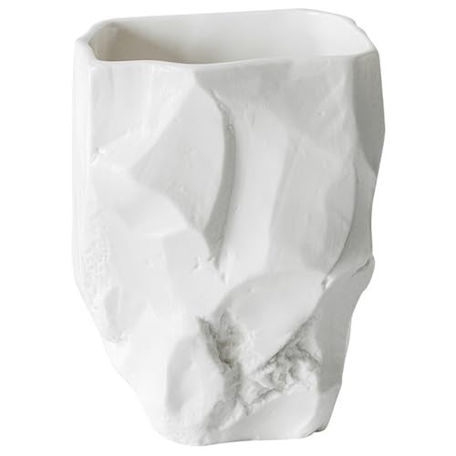 ABBI NIMO Hand-Sculpted Stone-Look Ceramic Toothbrush Holder, Matte White Tumbler for Bathroom Countertop, Natural Pen Holder or Makeup Brush Organizer - Image 1