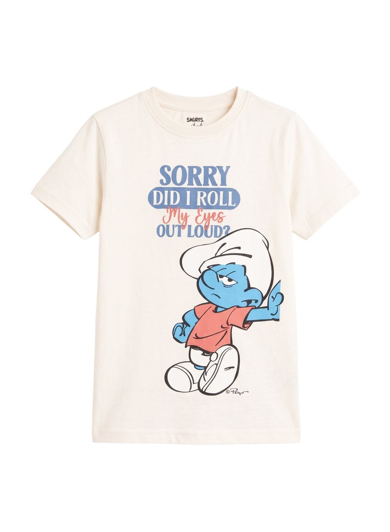 Trucare The Smurfs "Sorry Did I Roll My Eyes Out Loud?" Graphic T-Shirt for Kids | Character Print Casual Crew Neck Tee - Image 5
