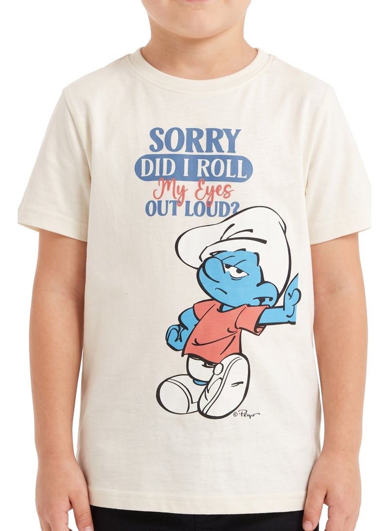 Trucare The Smurfs "Sorry Did I Roll My Eyes Out Loud?" Graphic T-Shirt for Kids | Character Print Casual Crew Neck Tee - Image 4