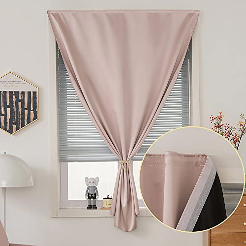 Jilron Jilron Autohesion Curtains for WindowsBedroom Blackout Curtains for  Thermal Lnsulated No Drill Curtains Room Darkening Black Small Drapes 1 Panels35Wx63L inchTender Pink 