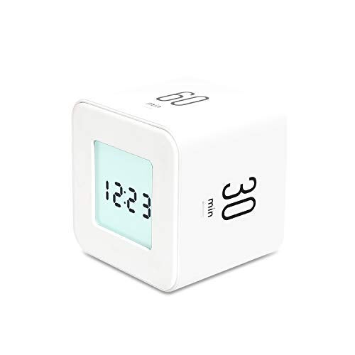 mooas Multi Clock Time Cube Timer (White), Alarm & Backlight Desk Productivity for ADHD Kids Classroom Study, Kitchen, Cooking, Desk, Office, Time Management 5,15,30,60 min Timer Various Setting - Image 1