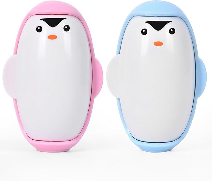 Home-Cloud Homecloud PenguinShaped Reusable Lint Roller Ball Portable Extra Sticky Gel Lint Remover for Clothes Pet Hair Mini Travel Size Washable EcoFriendly Multicolor Pack of 2 - Image 1