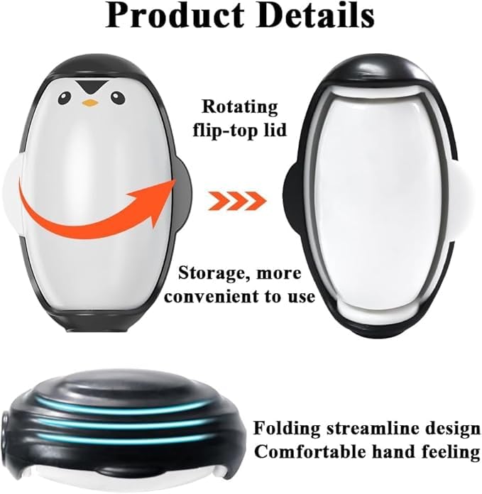 Home-Cloud Homecloud PenguinShaped Reusable Lint Roller Ball Portable Extra Sticky Gel Lint Remover for Clothes Pet Hair Mini Travel Size Washable EcoFriendly Multicolor Pack of 2 - Image 5