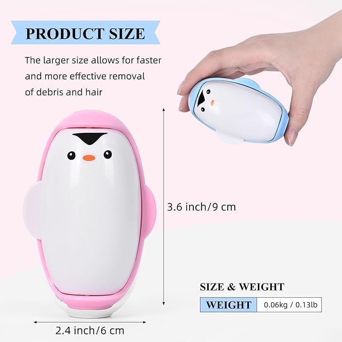 Home-Cloud Homecloud PenguinShaped Reusable Lint Roller Ball Portable Extra Sticky Gel Lint Remover for Clothes Pet Hair Mini Travel Size Washable EcoFriendly Multicolor Pack of 2 - Image 2