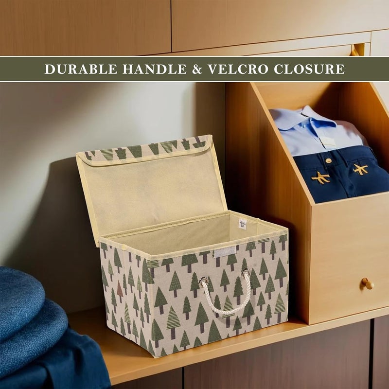 Kuber Industries Set of 2 Foldable Organisers for Clothes Large Closet Organizer for Toys Books Blankets Space Saver Utility Box Cream - Image 4