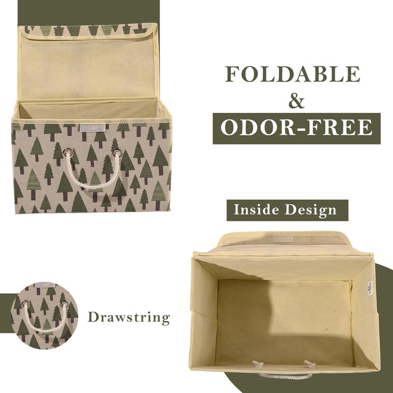 Kuber Industries Set of 2 Foldable Organisers for Clothes Large Closet Organizer for Toys Books Blankets Space Saver Utility Box Cream - Image 5