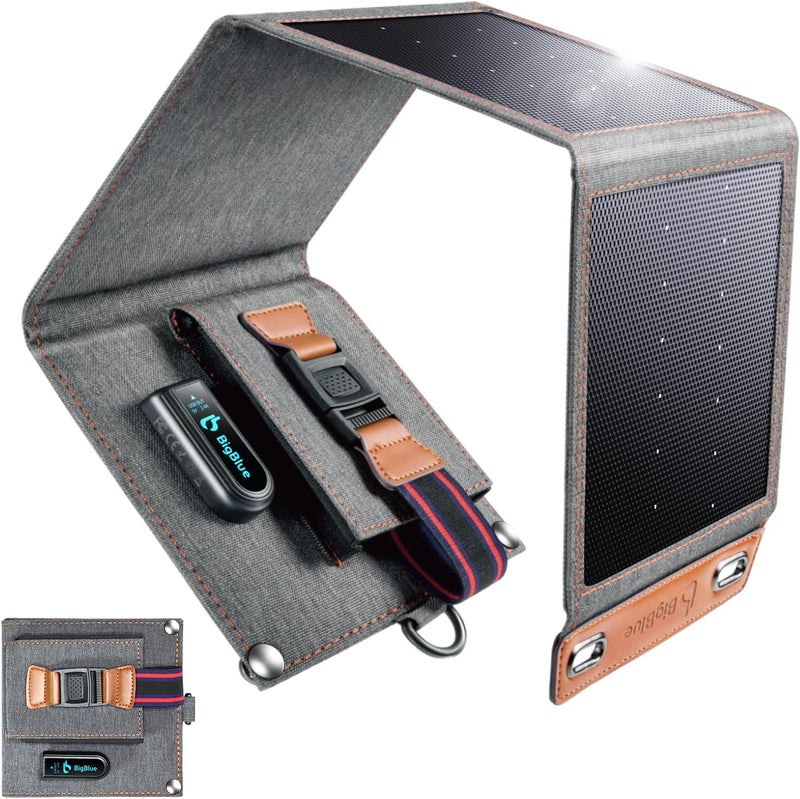 Bigblue [Upgraded Tiny Solar Charger] 14W SunPower Solar Panels with USB-A Port(5V/2.4A Max), IPX4 Waterproof, Portable Solar Phone Charger Compatible with iPhone X/8/7, Tablet, Samsung LG etc - Image 1