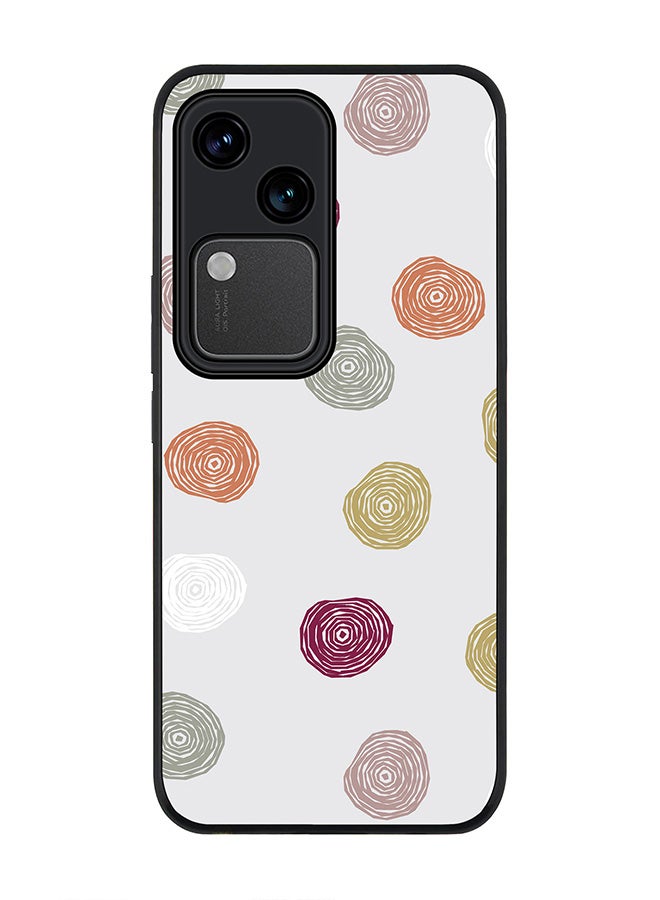 Stylizedd Rugged Black edge case for Vivo V30 5G, Slim fit Soft Case Flexible Rubber Edges Anti Drop TPU Gel Thin Cover -  Circular Scribbles - Image 1