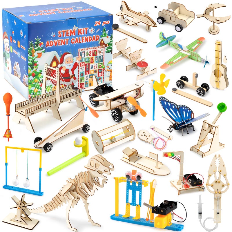 GULYMNA 24Pcs Christmas Advent Calendar 2025 Toy STEM Kit Countdown Advent Calendar Educational Science Kit Building Toys Surprise for Kids Boys Girls